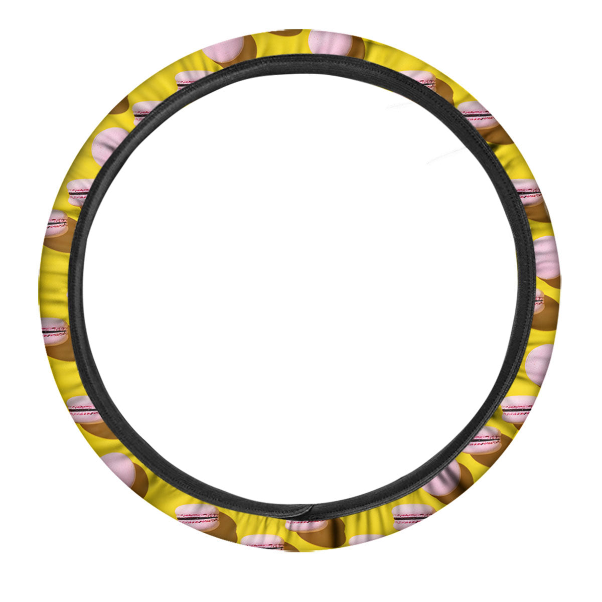 Macaron Yellow And Pink Print Pattern Car Steering Wheel Cover-grizzshop