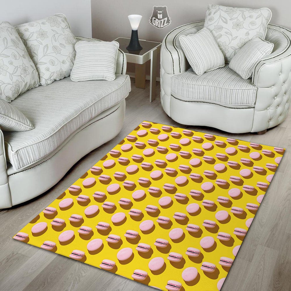 Macaron Yellow And Pink Print Pattern Floor Mat-grizzshop