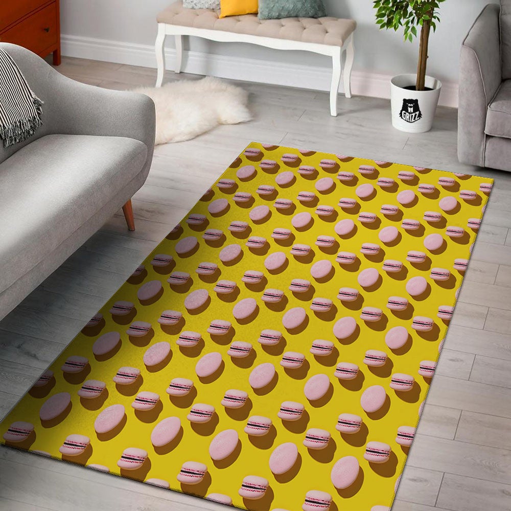 Macaron Yellow And Pink Print Pattern Floor Mat-grizzshop