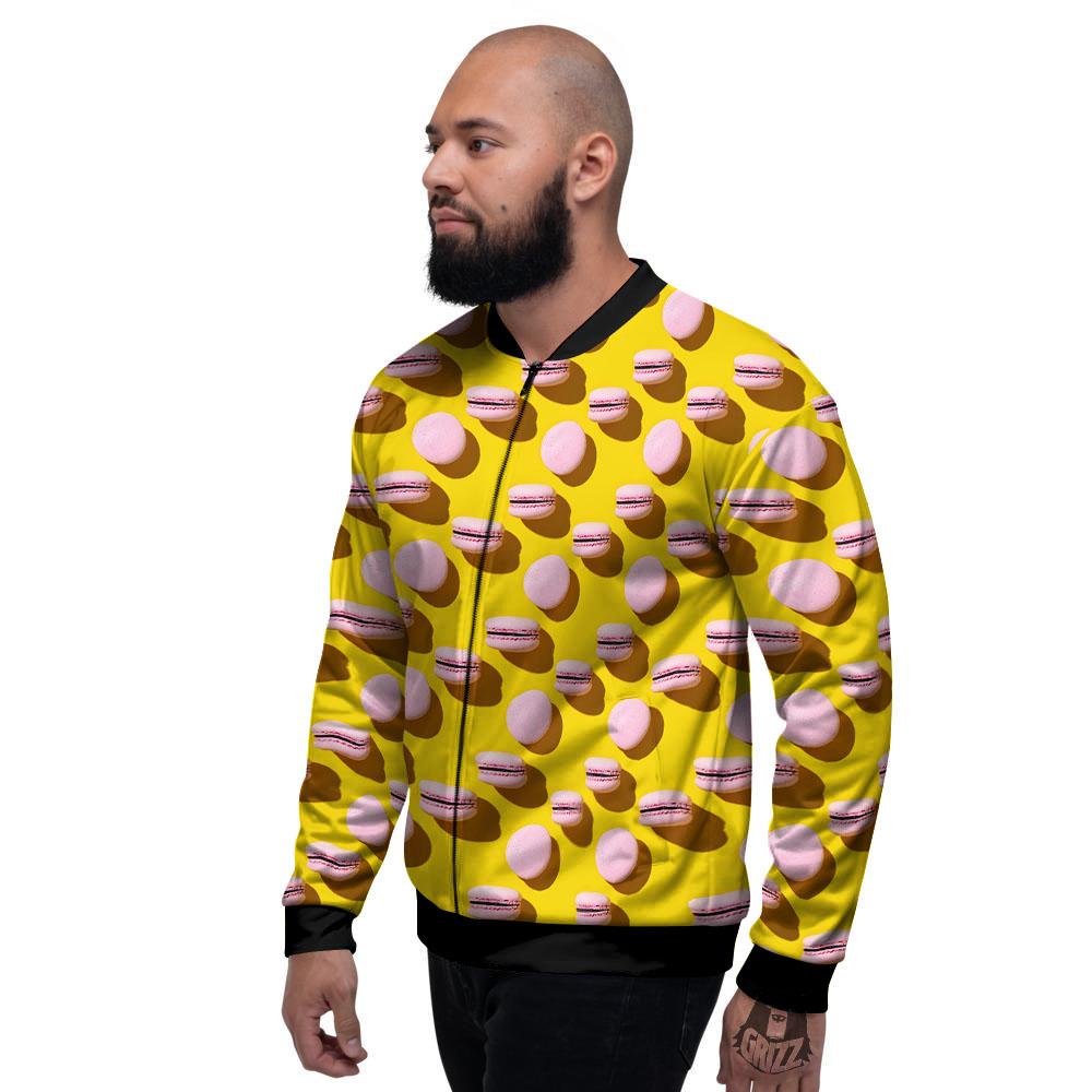 Macaron Yellow And Pink Print Pattern Men's Bomber Jacket-grizzshop