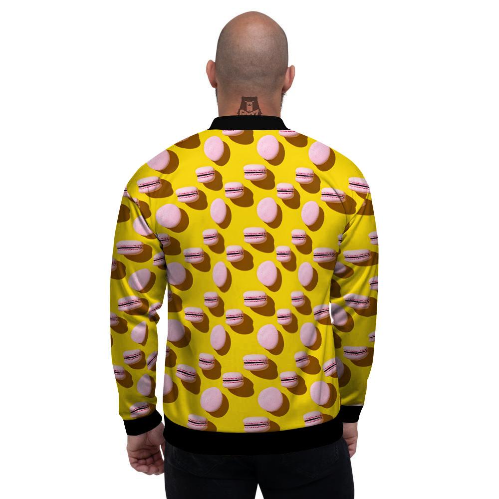Macaron Yellow And Pink Print Pattern Men's Bomber Jacket-grizzshop