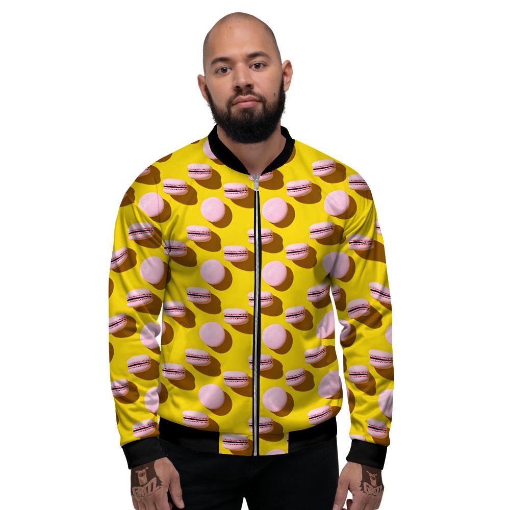 Macaron Yellow And Pink Print Pattern Men's Bomber Jacket-grizzshop