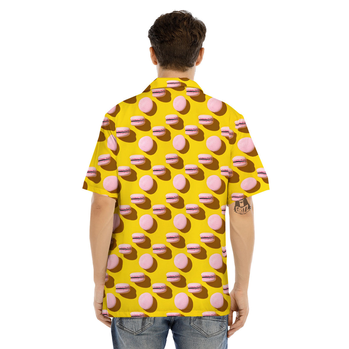 Macaron Yellow And Pink Print Pattern Men's Hawaiian Shirt-grizzshop