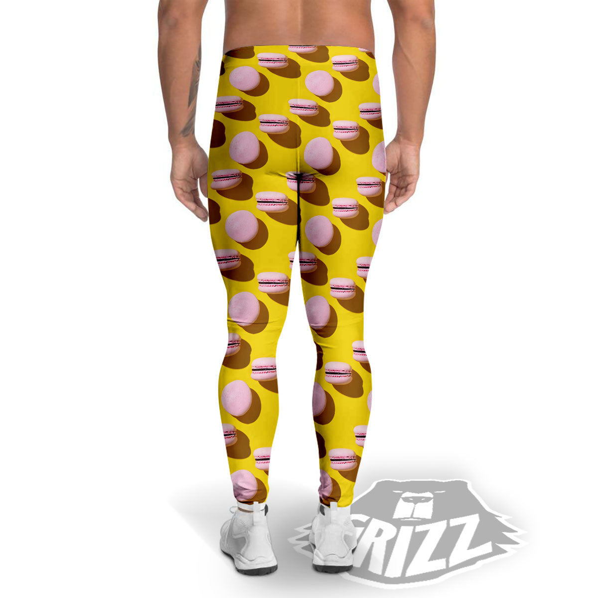 Macaron Yellow And Pink Print Pattern Men's Leggings-grizzshop