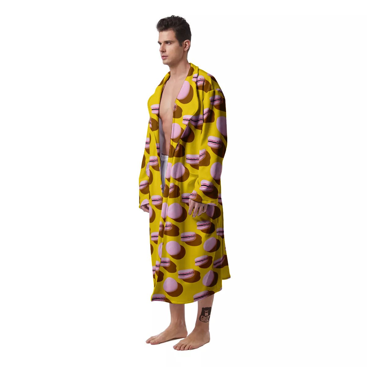 Macaron Yellow And Pink Print Pattern Men's Robe-grizzshop