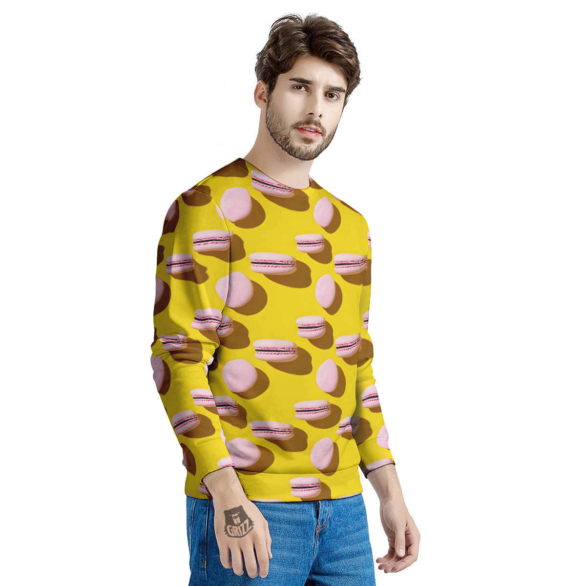 Macaron Yellow And Pink Print Pattern Men's Sweatshirt-grizzshop