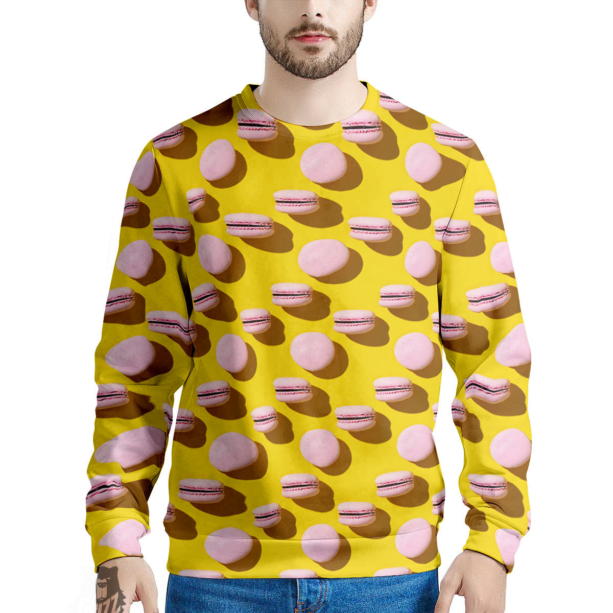 Macaron Yellow And Pink Print Pattern Men's Sweatshirt-grizzshop