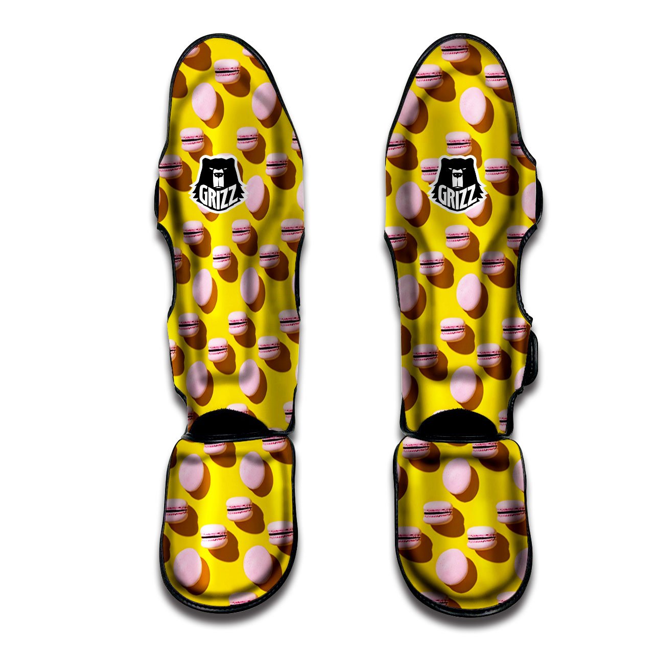 Macaron Yellow And Pink Print Pattern Muay Thai Shin Guards-grizzshop
