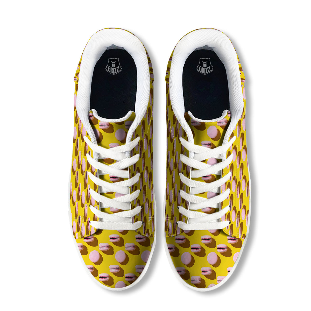Macaron Yellow And Pink Print Pattern White Low Top Sneakers-grizzshop