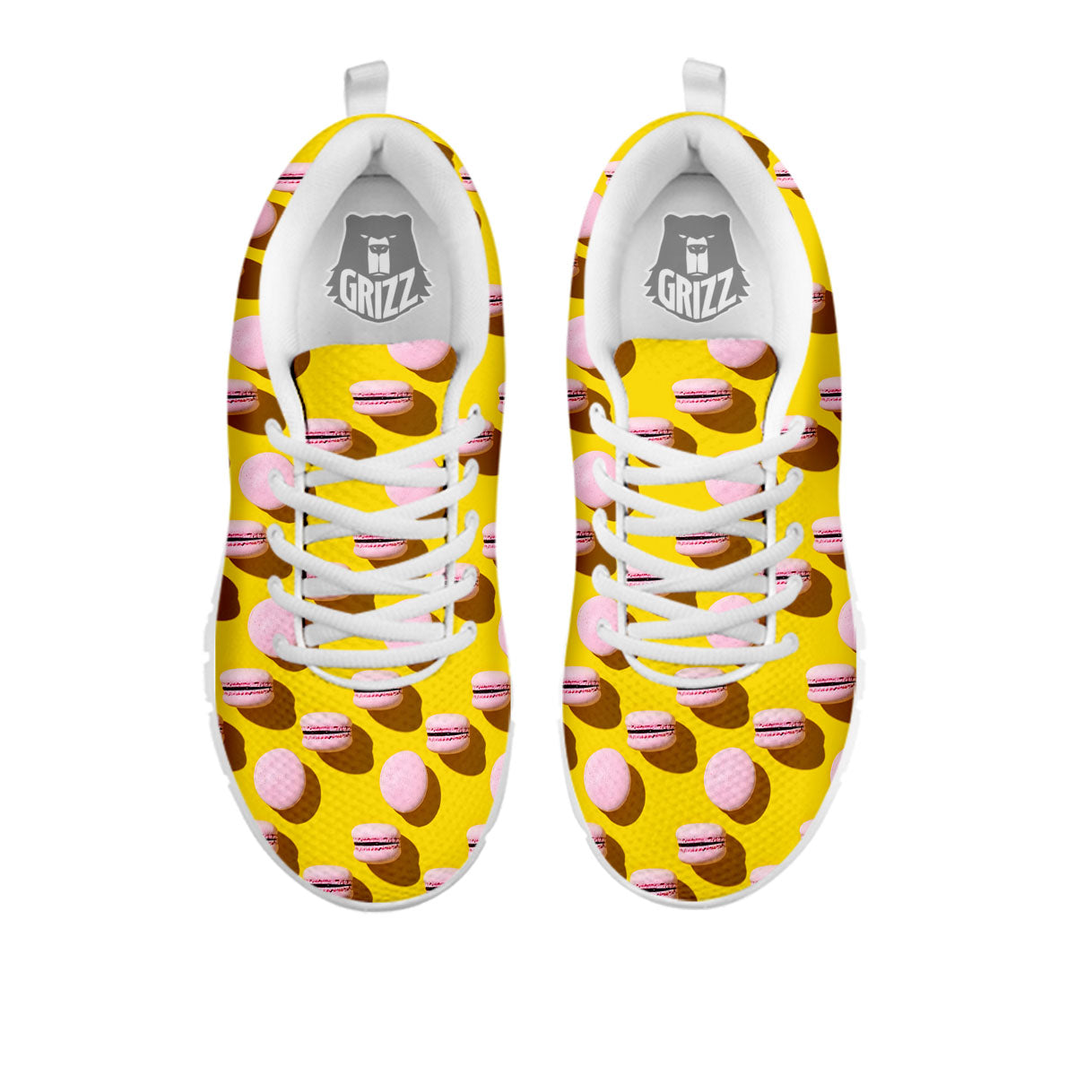 Macaron Yellow And Pink Print Pattern White Sneaker-grizzshop