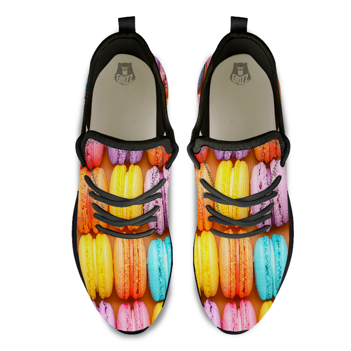 Macarons Colorful Print Black Athletic Shoes-grizzshop