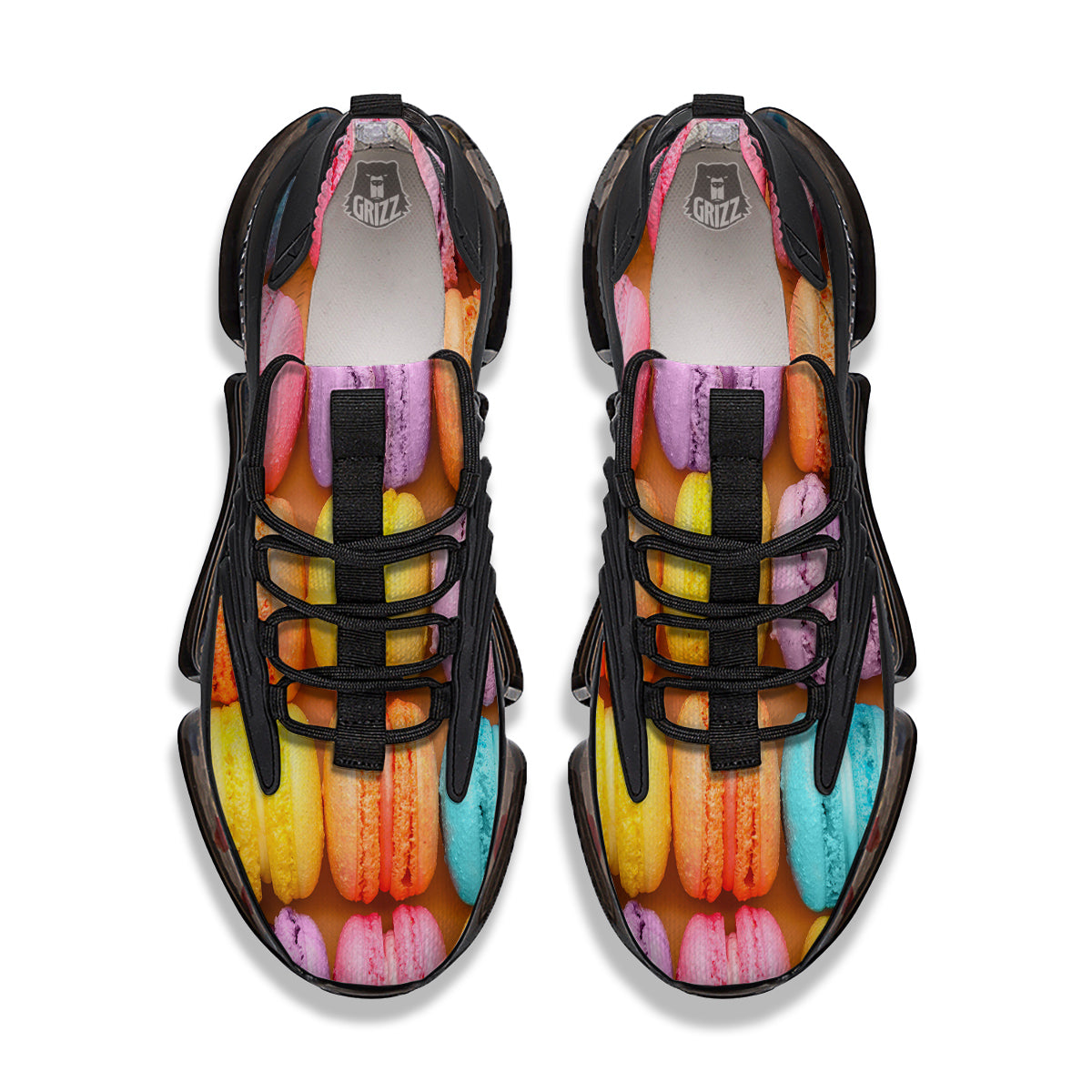 Macarons Colorful Print Black Gym Shoes-grizzshop