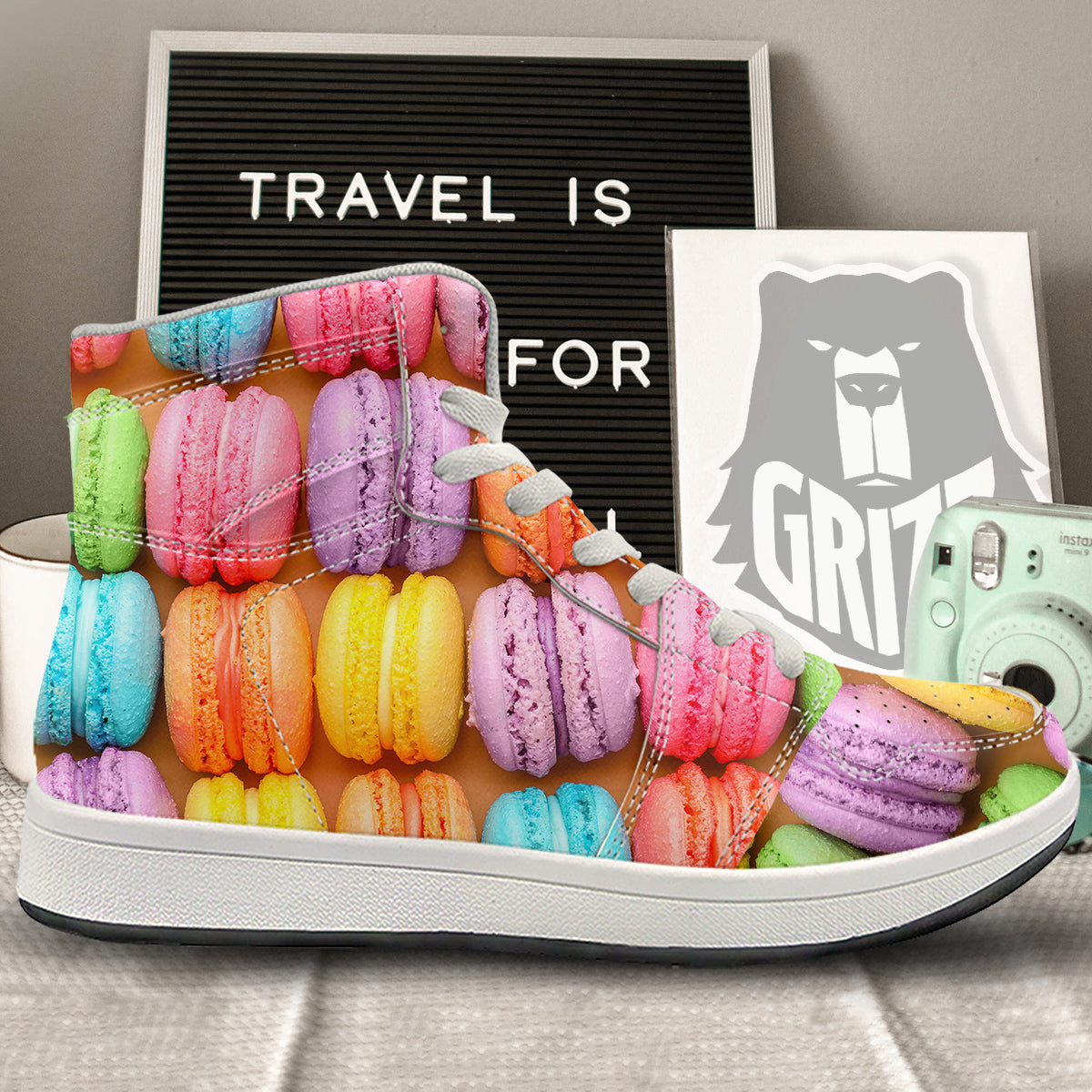 Macarons Colorful Print High Top Sneakers-grizzshop