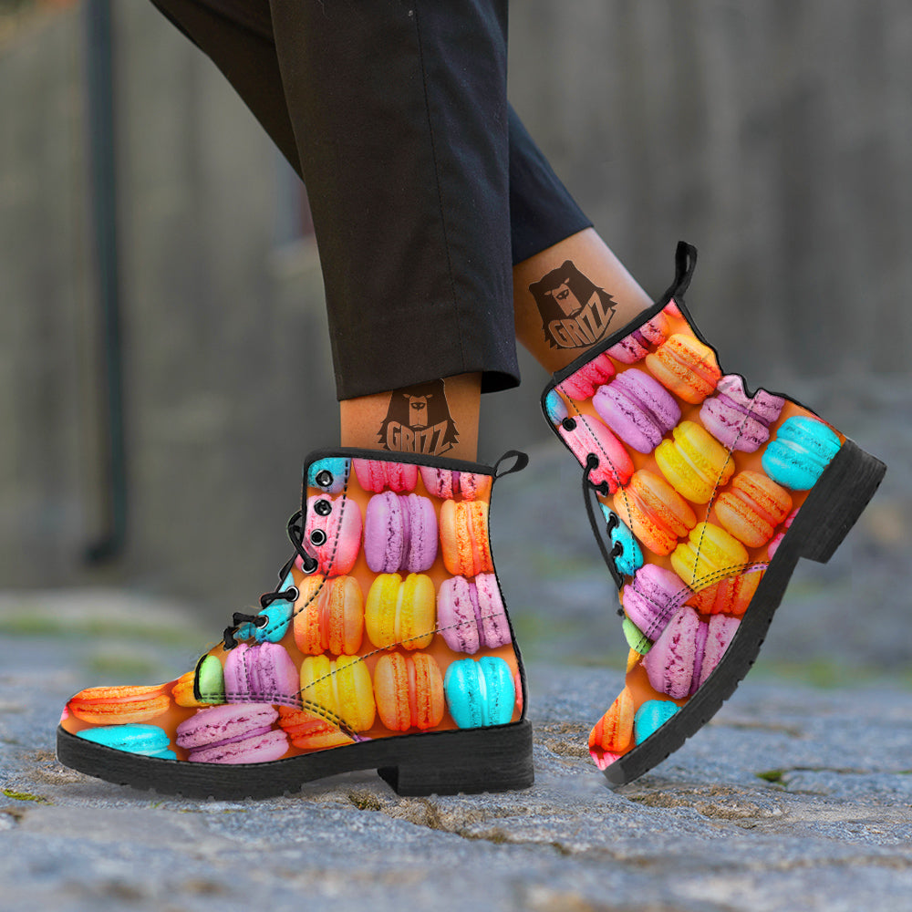 Macarons Colorful Print Leather Boots-grizzshop