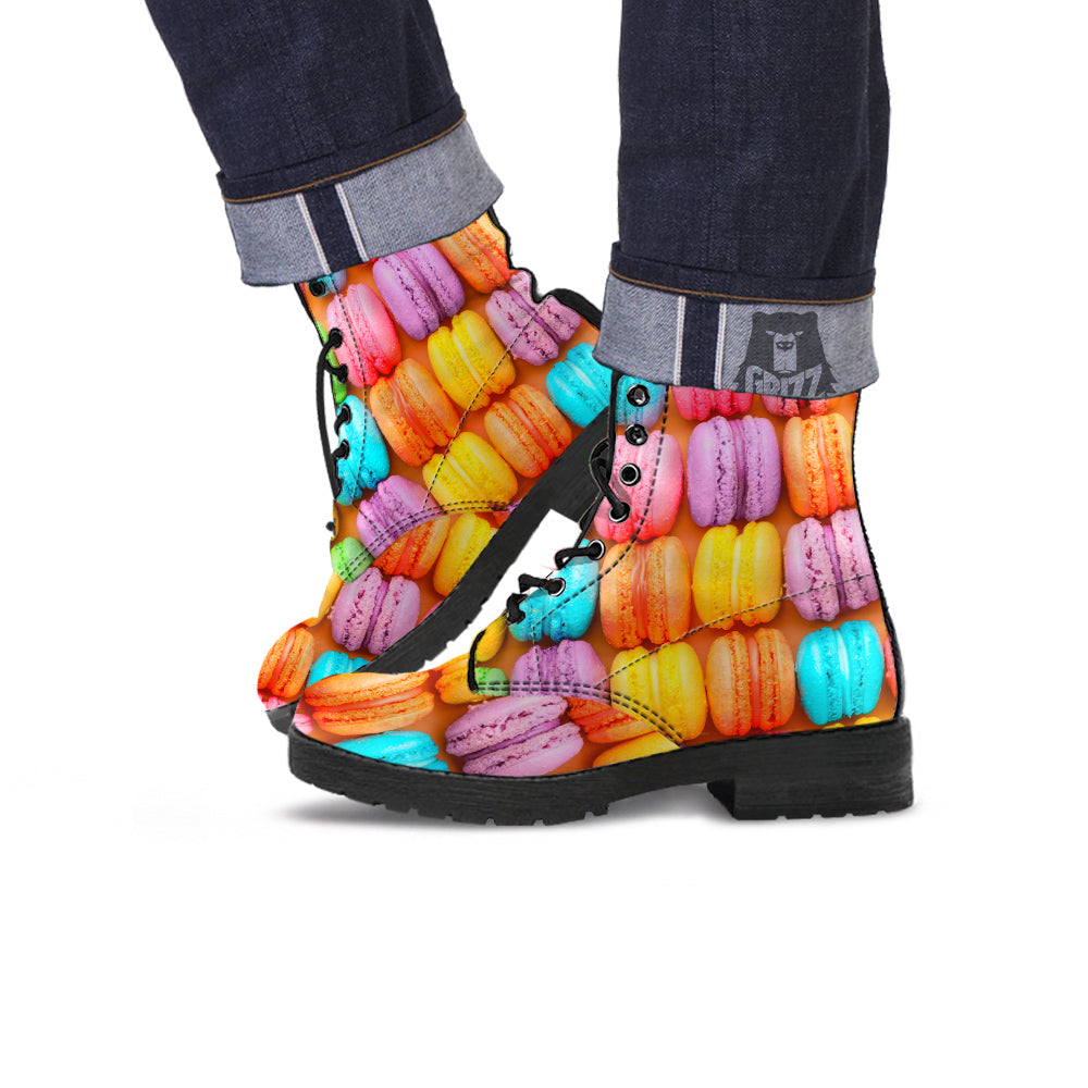 Macarons Colorful Print Leather Boots-grizzshop