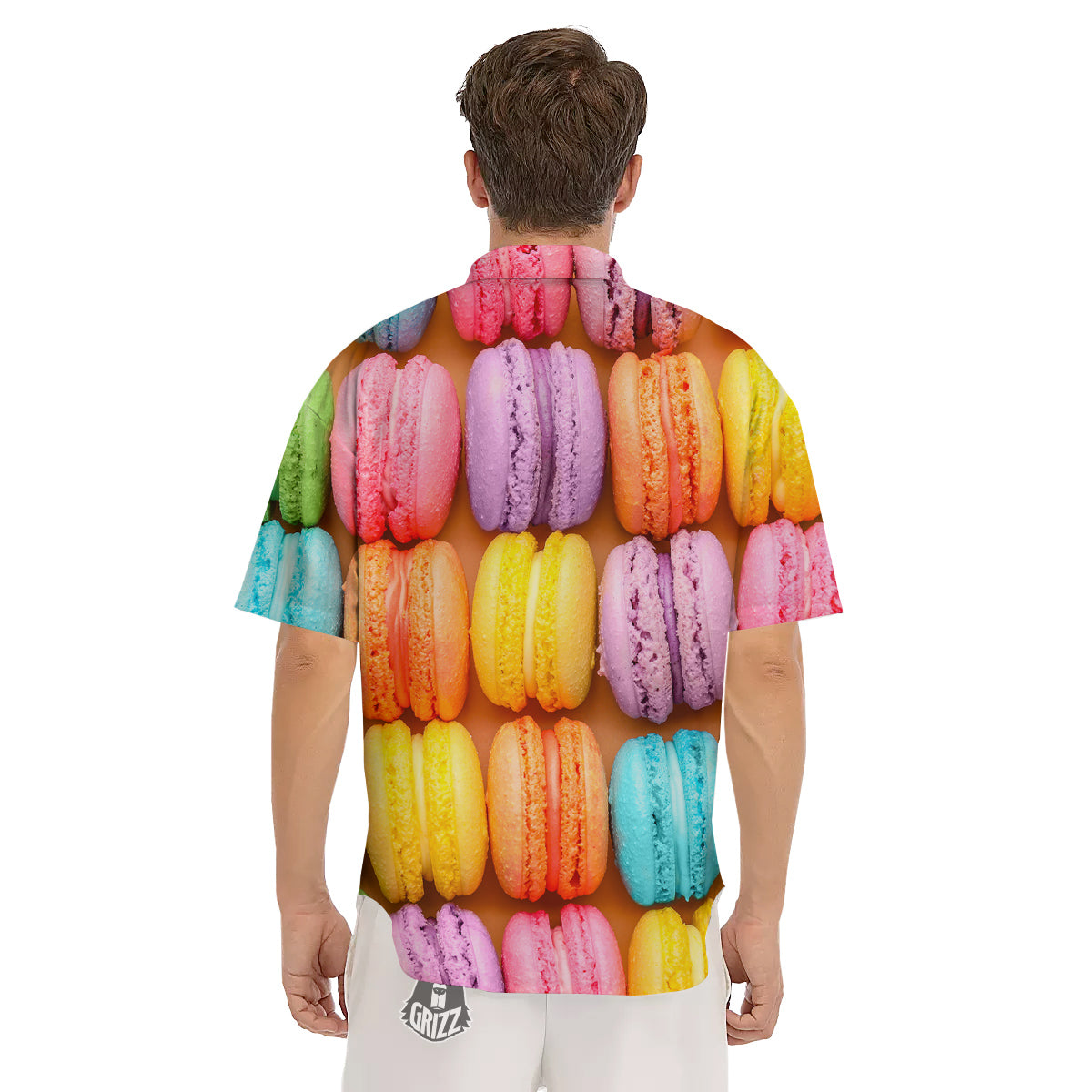 Macarons Colorful Print Men's Short Sleeve Shirts-grizzshop