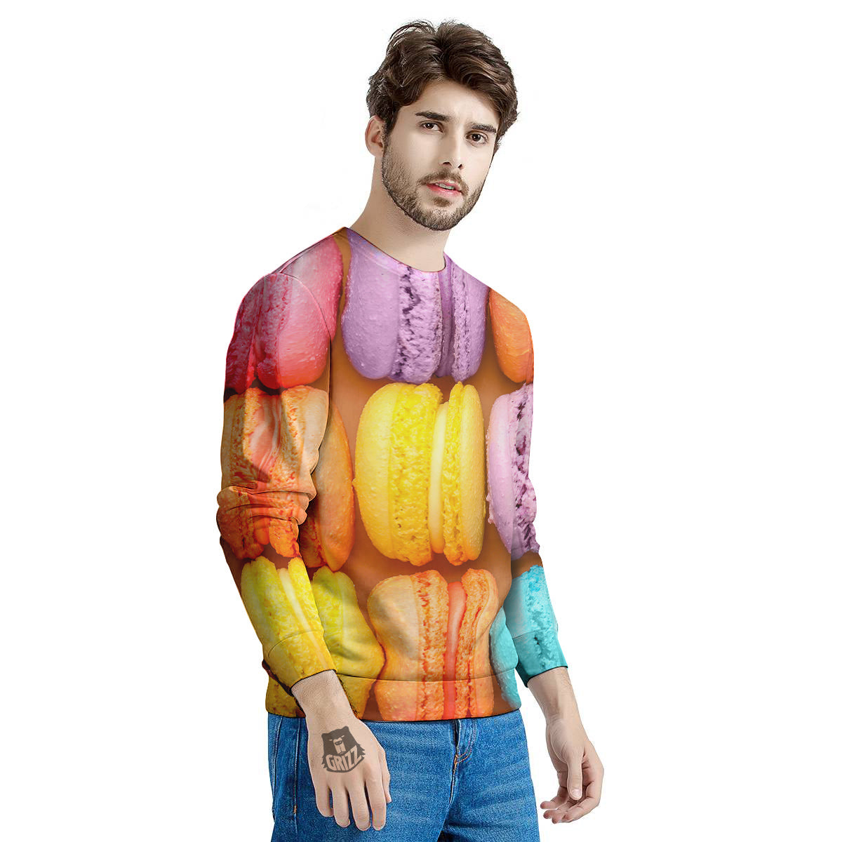 Macarons Colorful Print Men's Sweatshirt-grizzshop