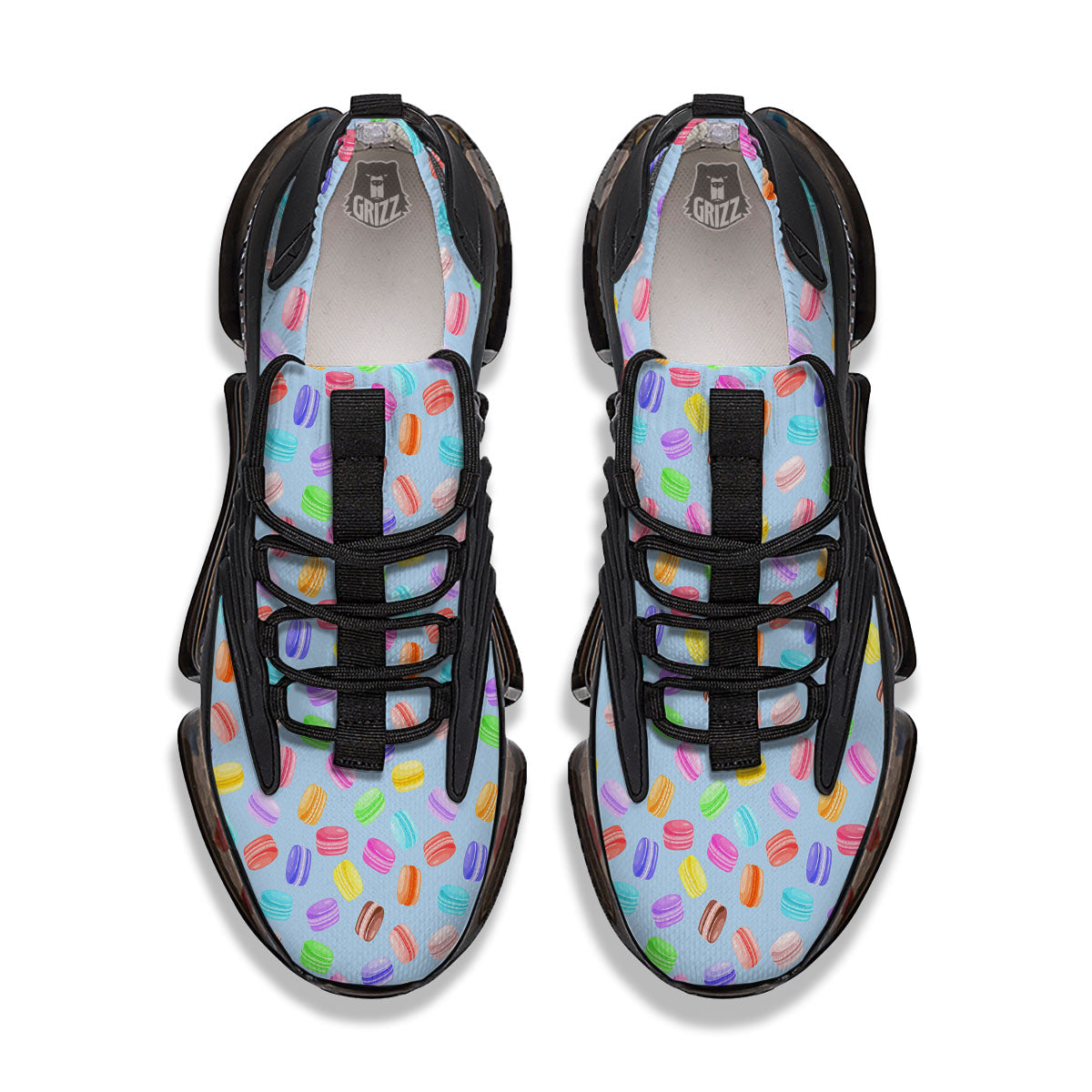 Macarons Colorful Print Pattern Black Gym Shoes-grizzshop