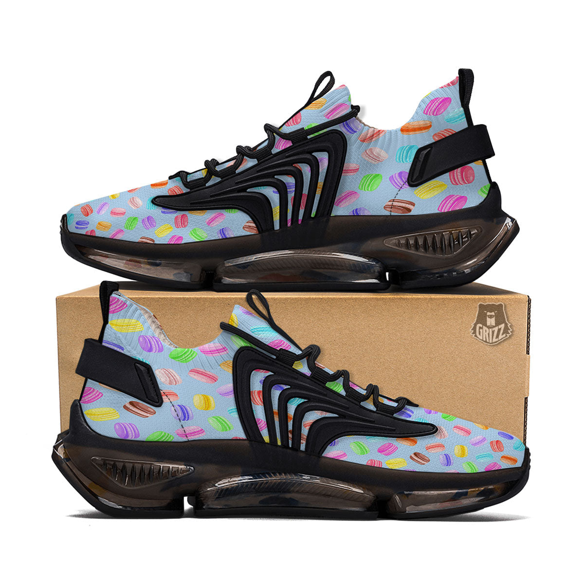 Macarons Colorful Print Pattern Black Gym Shoes-grizzshop