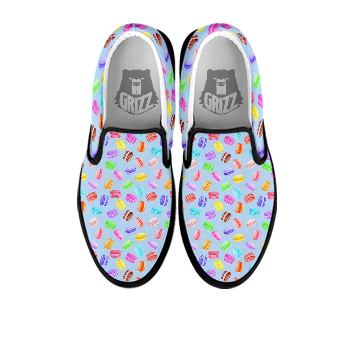 Macarons Colorful Print Pattern Black Slip On Shoes-grizzshop