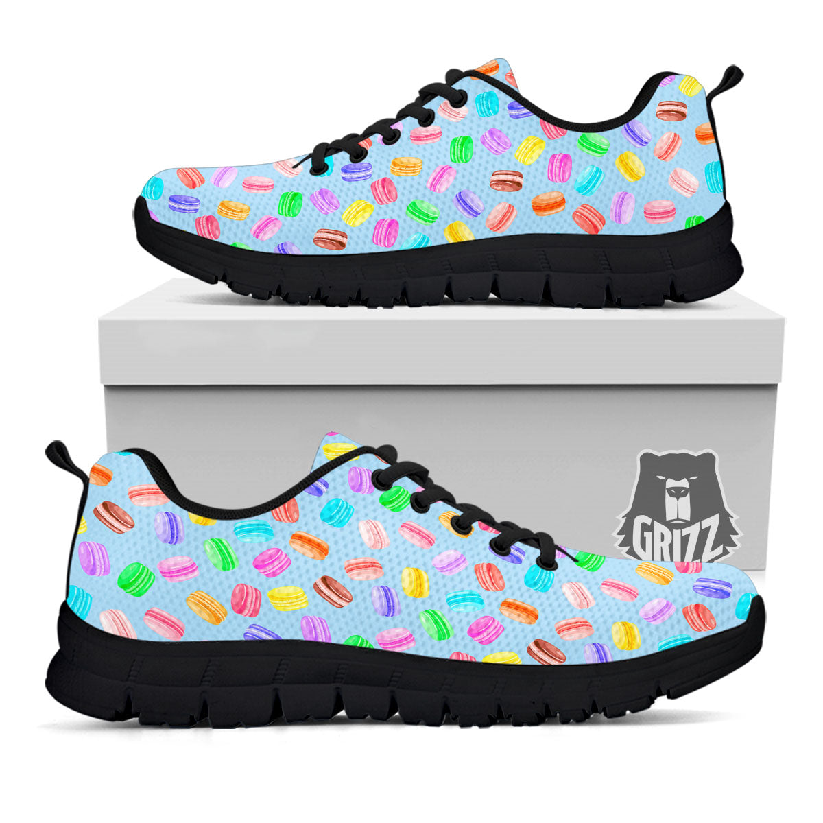 Macarons Colorful Print Pattern Black Sneaker-grizzshop