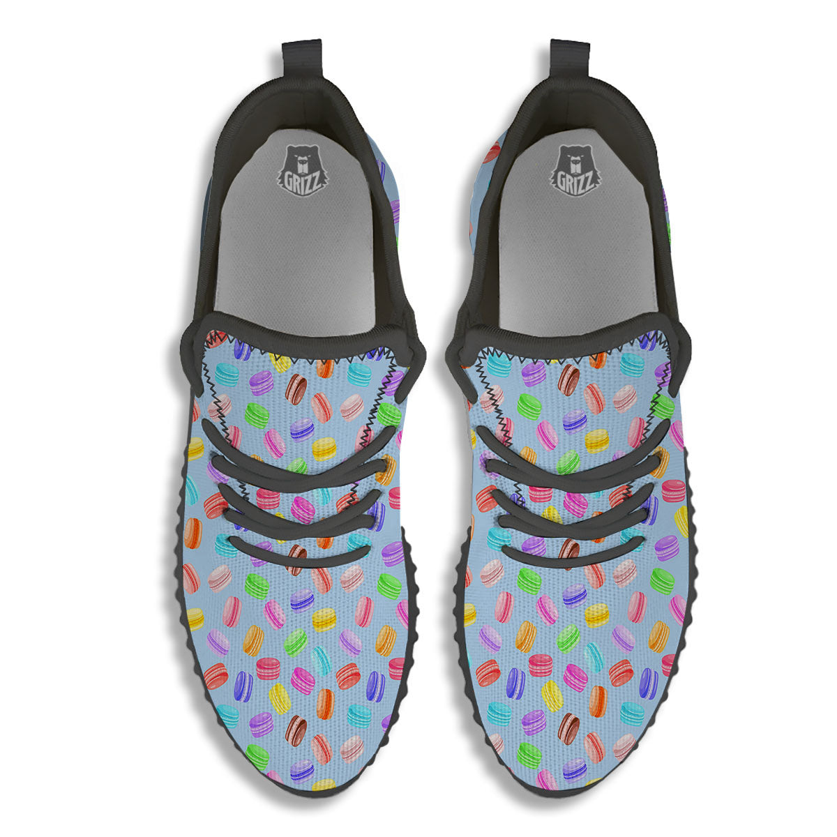 Macarons Colorful Print Pattern Black Walking Shoes-grizzshop