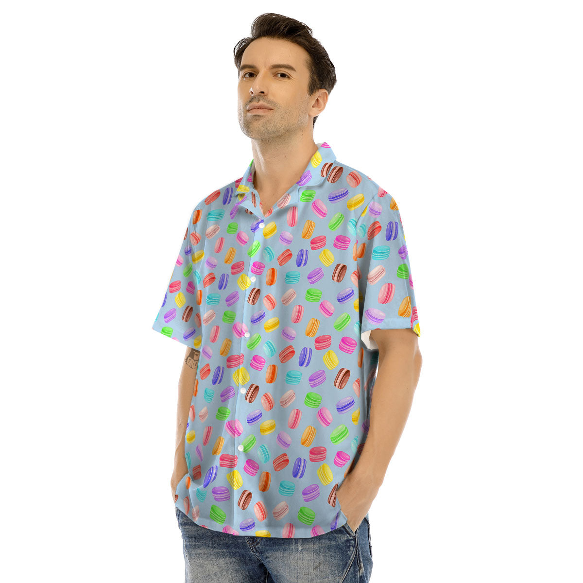 Macarons Colorful Print Pattern Men's Hawaiian Shirt-grizzshop