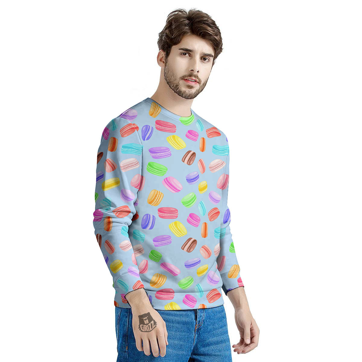 Macarons Colorful Print Pattern Men's Sweatshirt-grizzshop