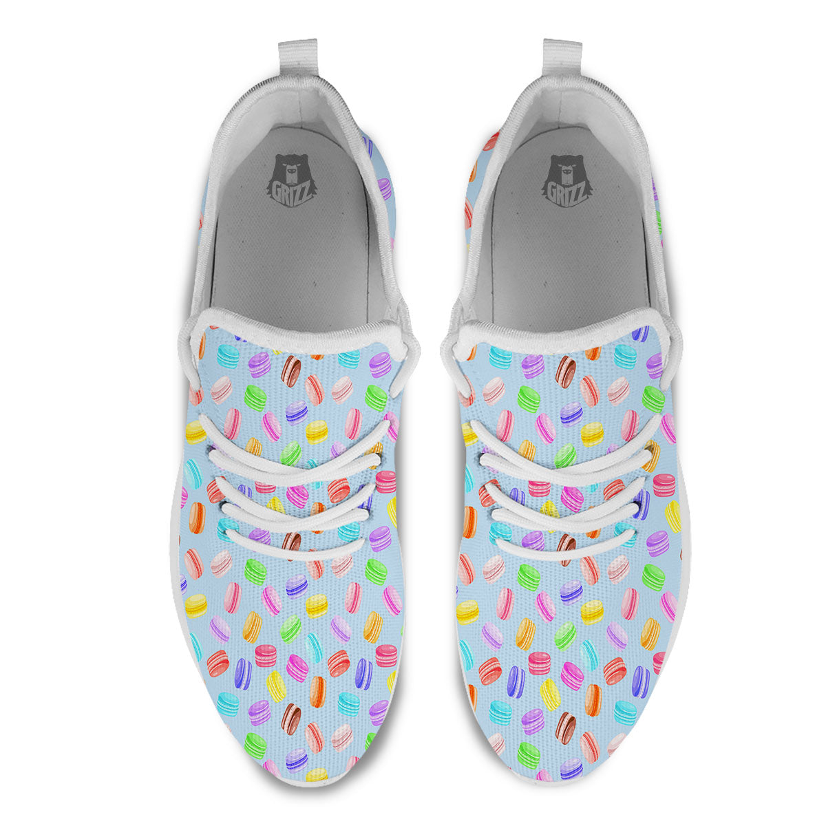 Macarons Colorful Print Pattern White Athletic Shoes-grizzshop