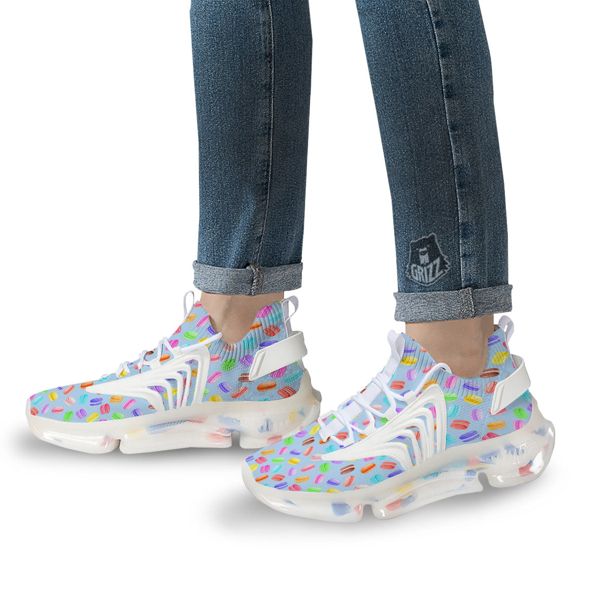 Macarons Colorful Print Pattern White Gym Shoes-grizzshop