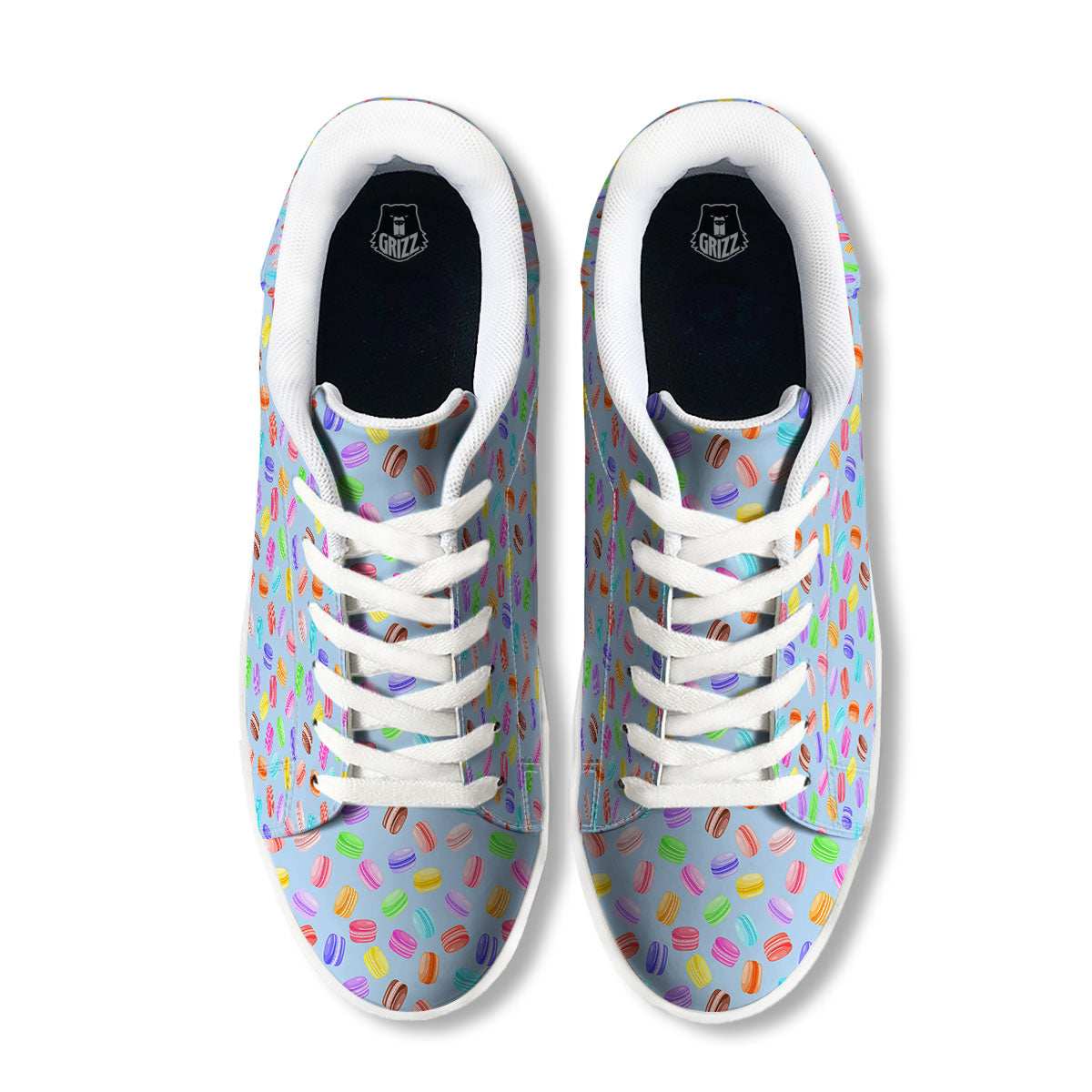 Macarons Colorful Print Pattern White Low Top Sneakers-grizzshop
