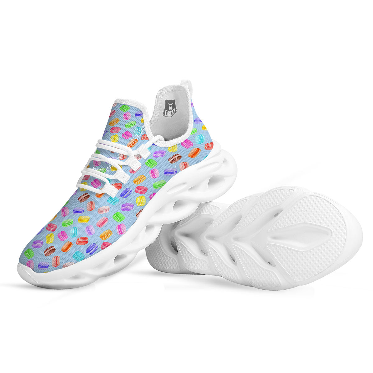 Macarons Colorful Print Pattern White Running Shoes-grizzshop