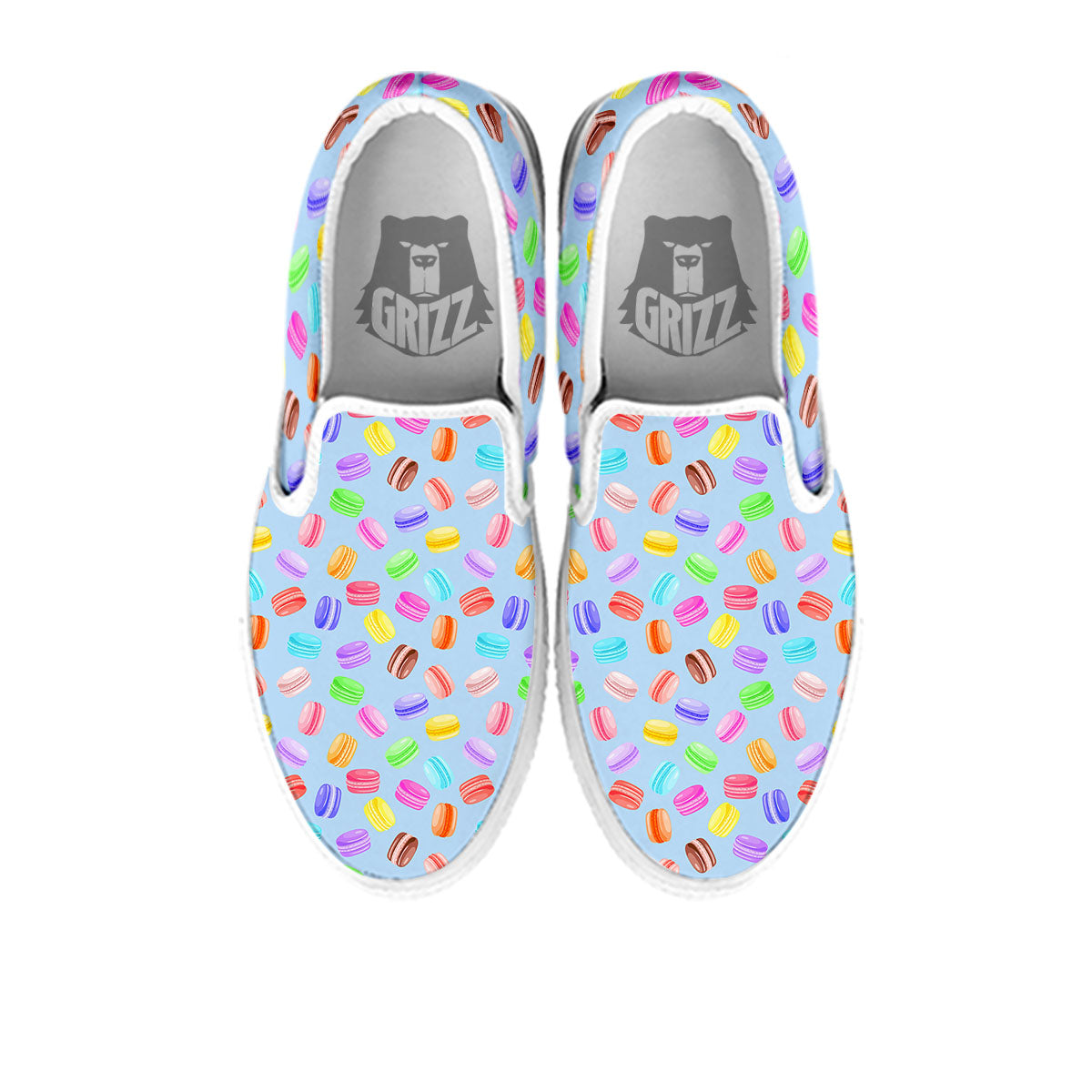 Macarons Colorful Print Pattern White Slip On Shoes-grizzshop