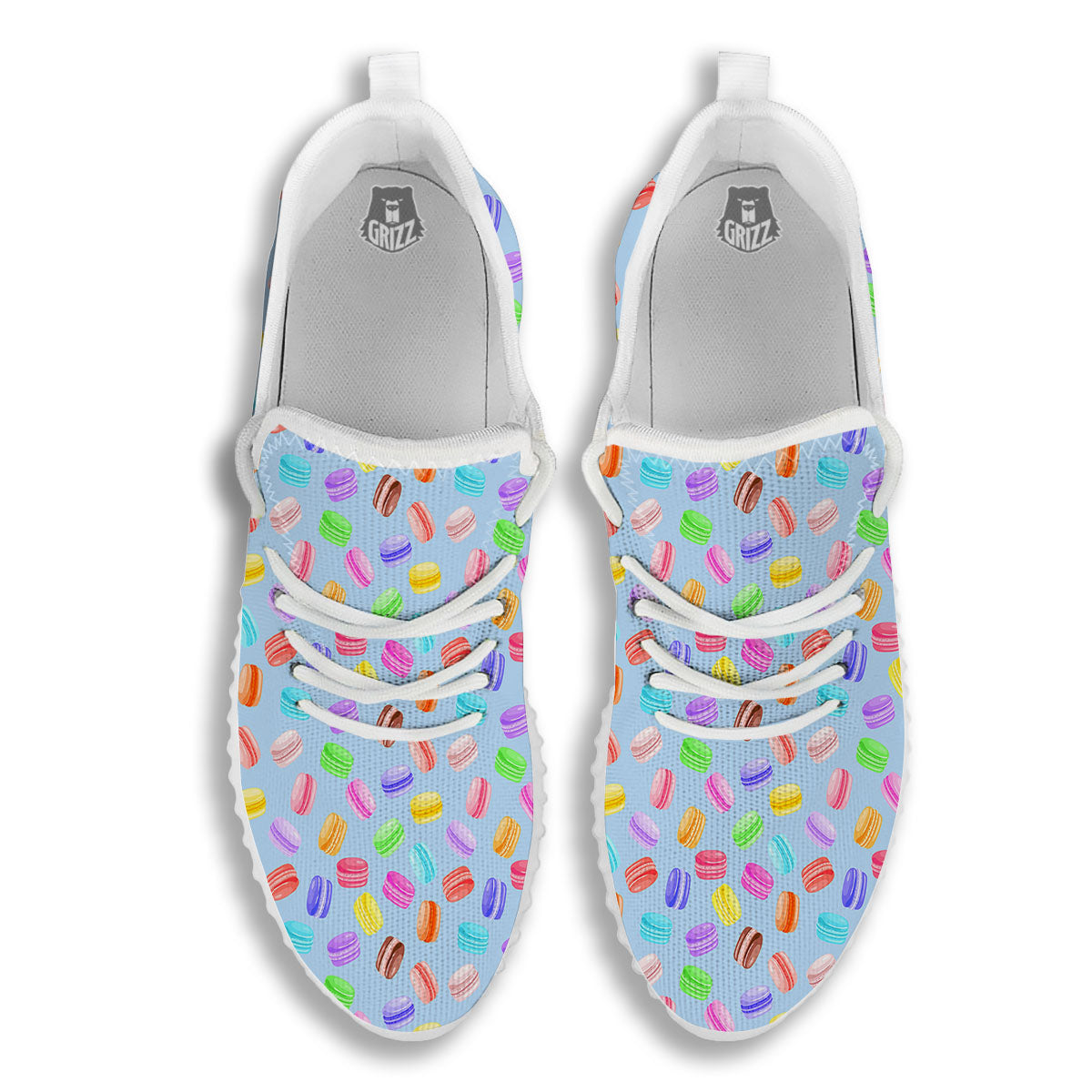 Macarons Colorful Print Pattern White Walking Shoes-grizzshop