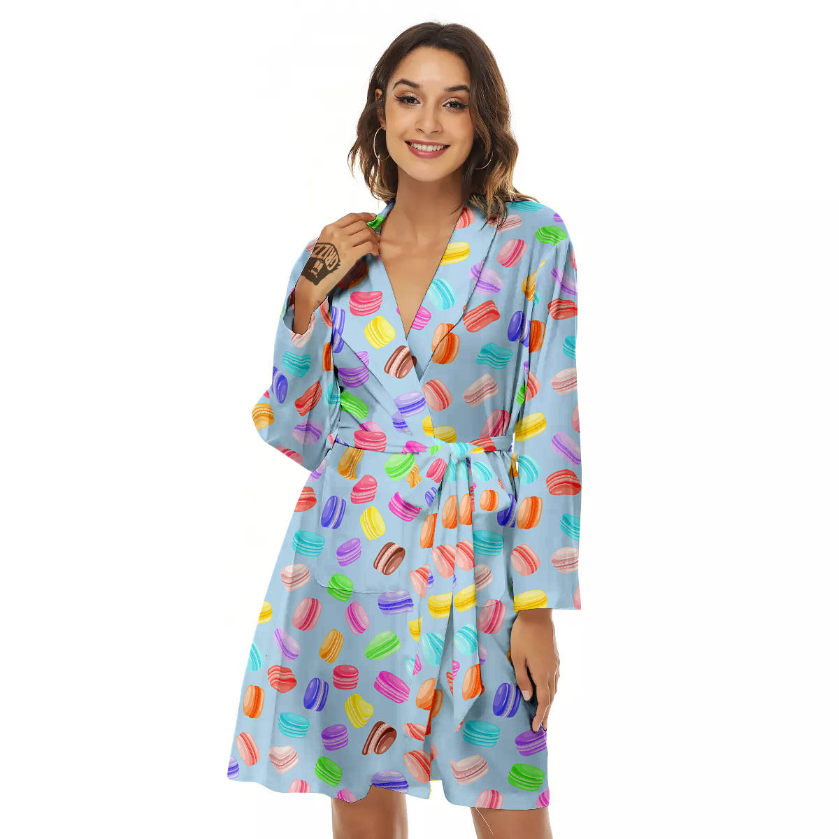 Macarons Colorful Print Pattern Women's Robe-grizzshop