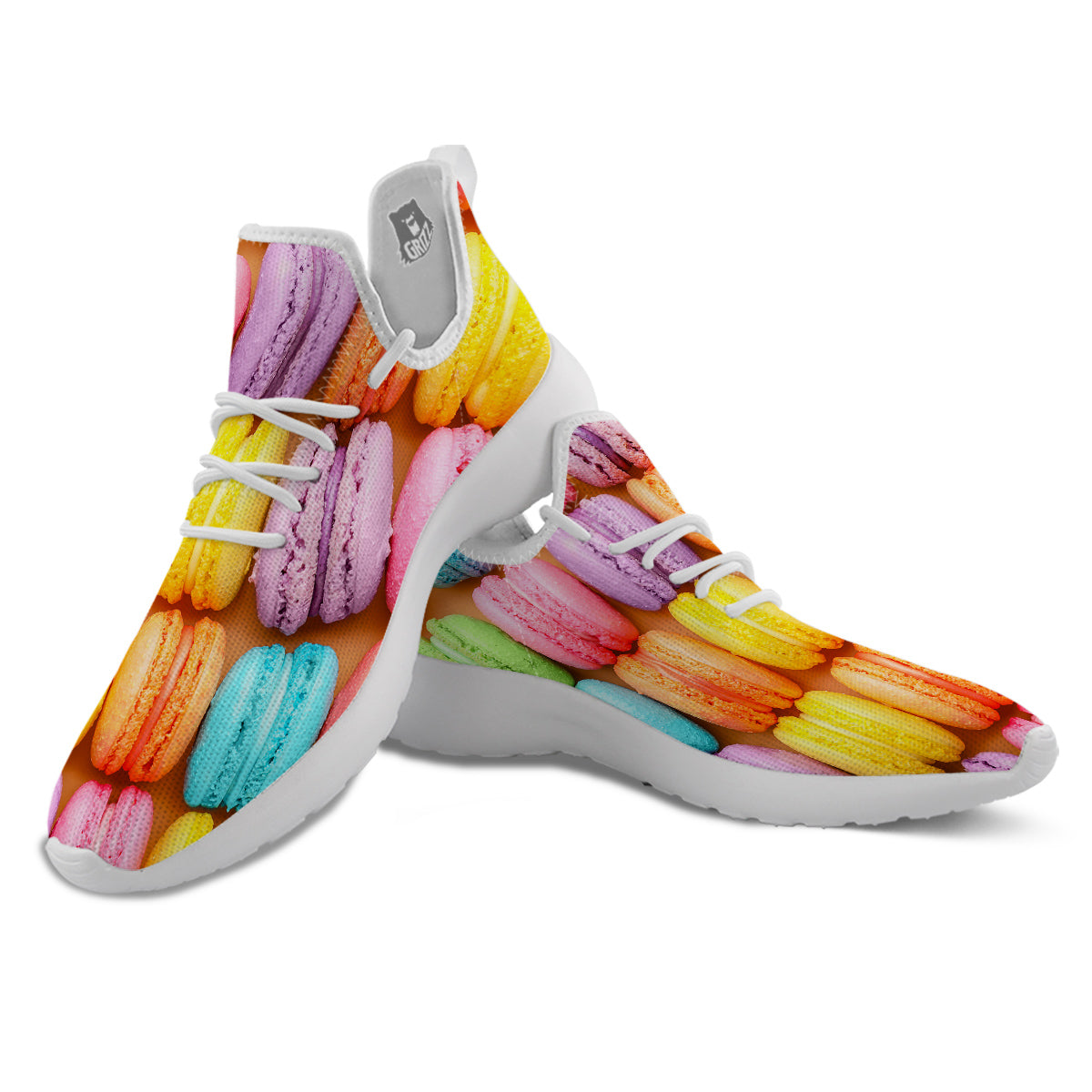 Macarons Colorful Print White Athletic Shoes-grizzshop