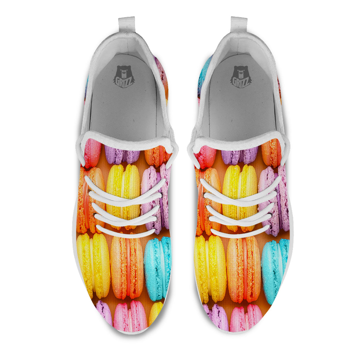Macarons Colorful Print White Athletic Shoes-grizzshop