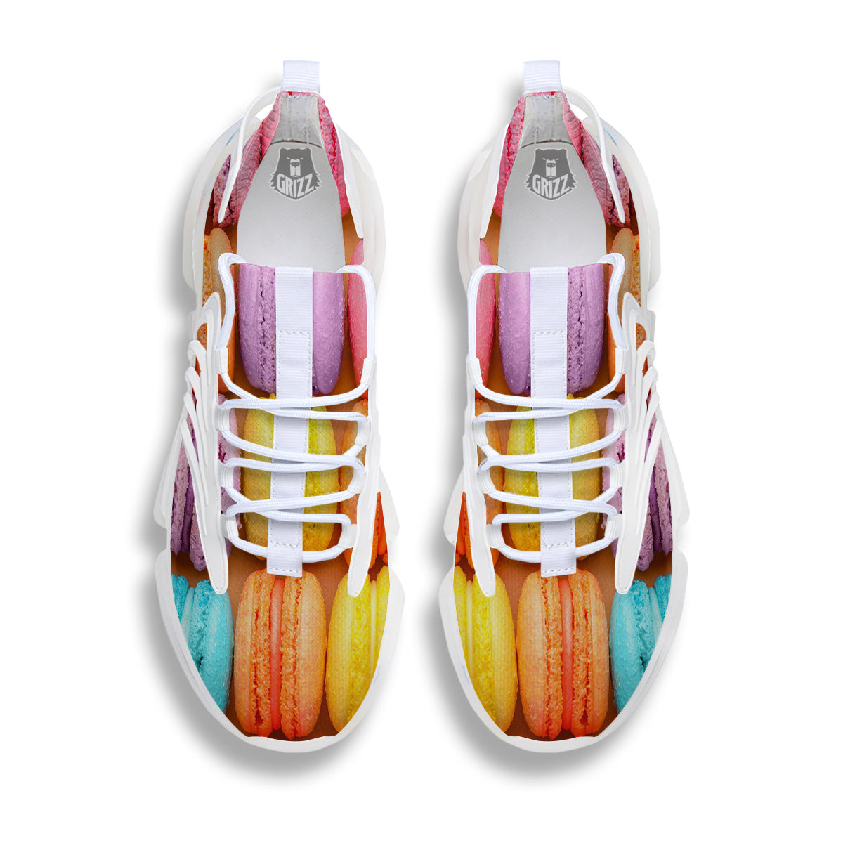 Macarons Colorful Print White Gym Shoes-grizzshop