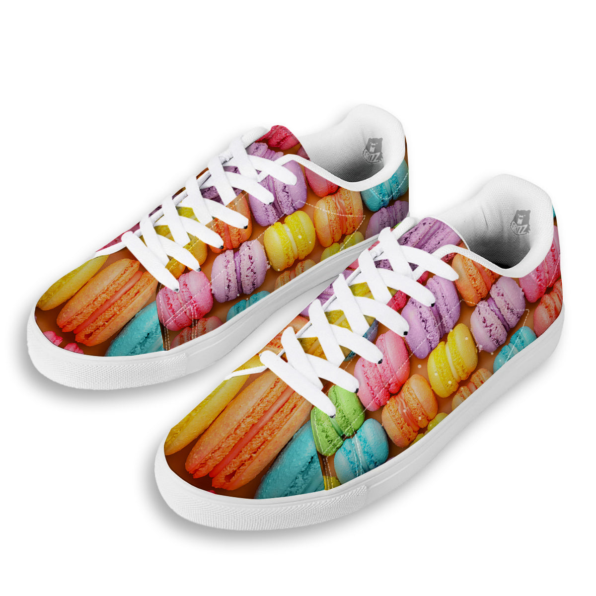 Macarons Colorful Print White Low Top Sneakers-grizzshop