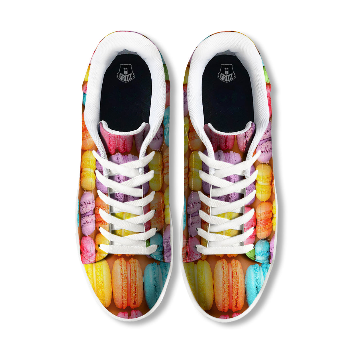 Macarons Colorful Print White Low Top Sneakers-grizzshop