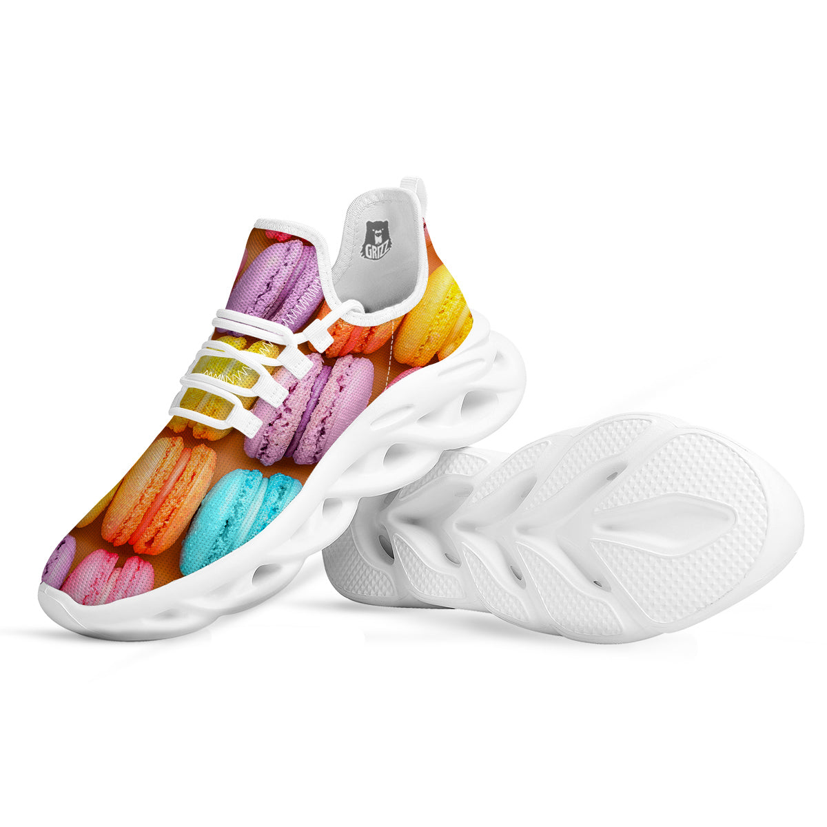 Macarons Colorful Print White Running Shoes-grizzshop