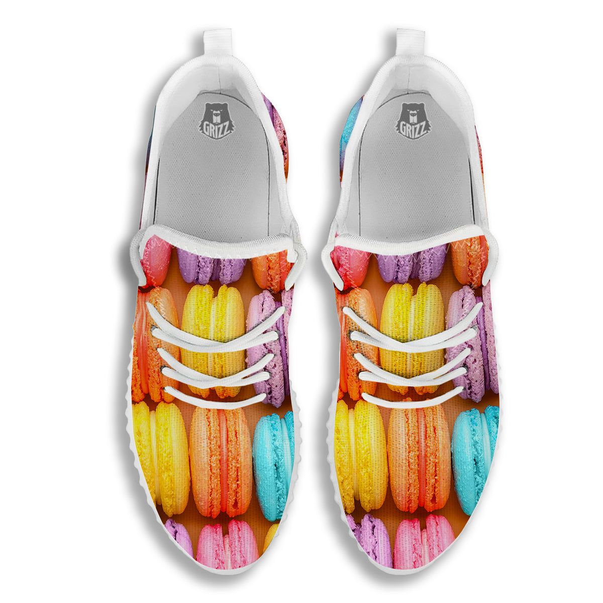 Macarons Colorful Print White Walking Shoes-grizzshop