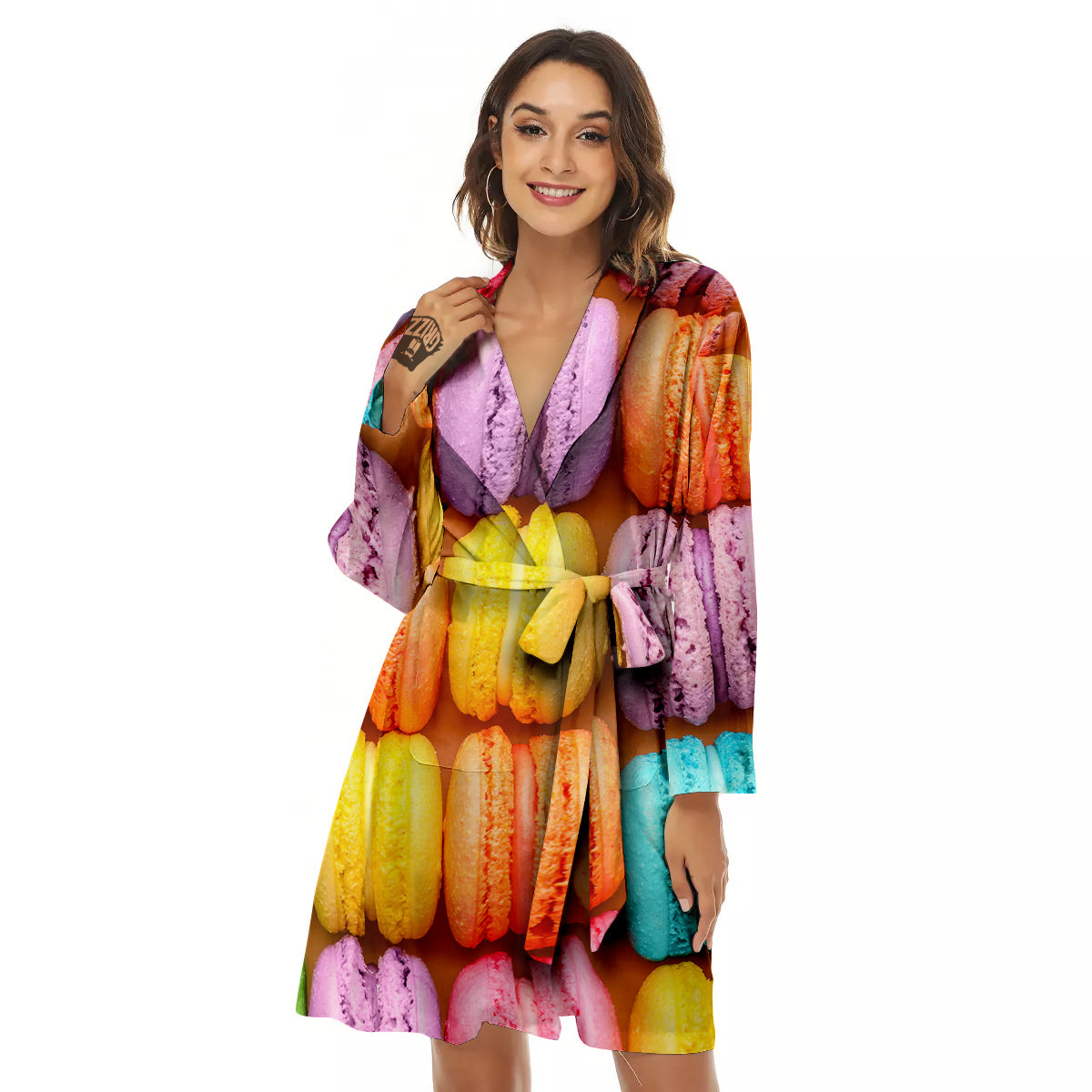 Macarons Colorful Print Women's Robe-grizzshop