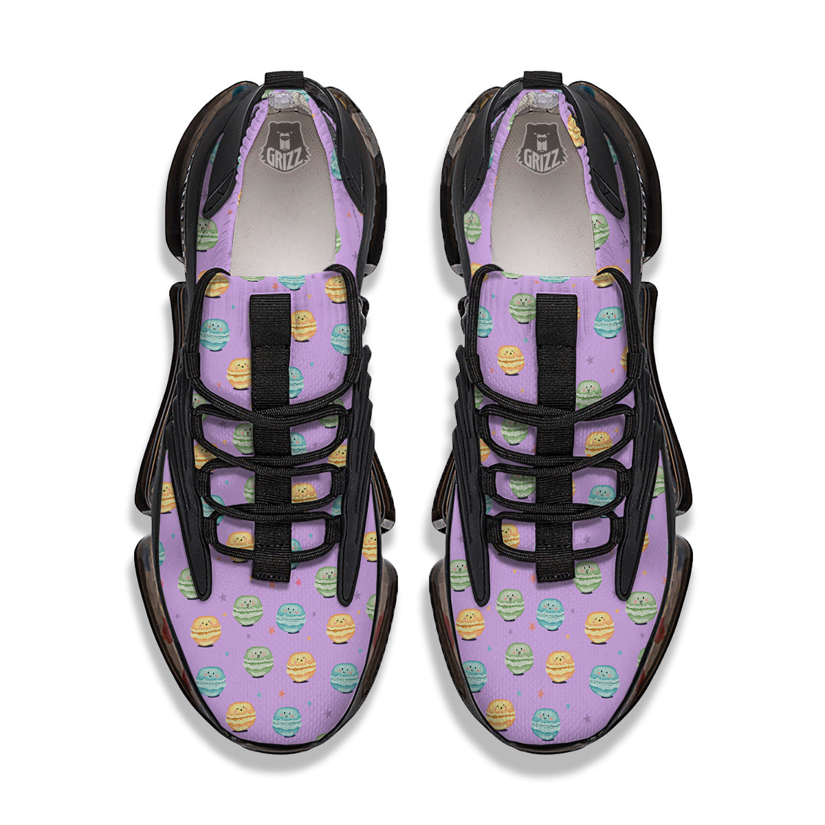 Macarons Cute Print Pattern Black Gym Shoes-grizzshop