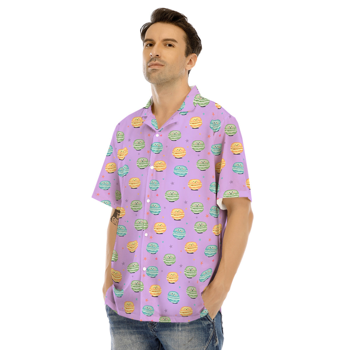 Macarons Cute Print Pattern Men's Hawaiian Shirt-grizzshop