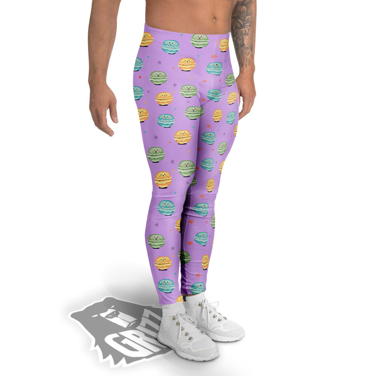 Macarons Cute Print Pattern Men's Leggings-grizzshop