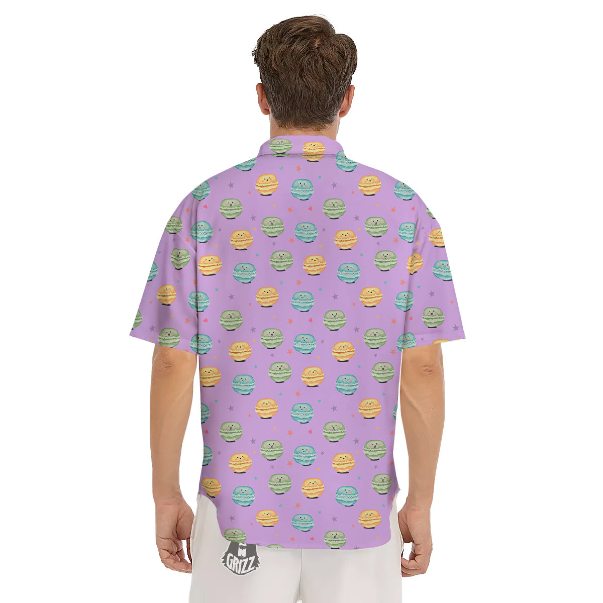Macarons Cute Print Pattern Men's Short Sleeve Shirts-grizzshop