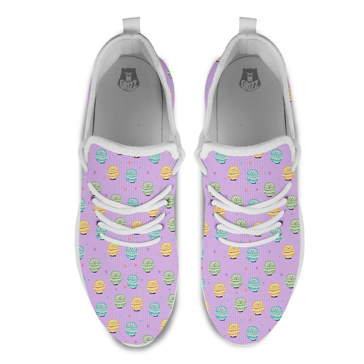 Macarons Cute Print Pattern White Athletic Shoes-grizzshop