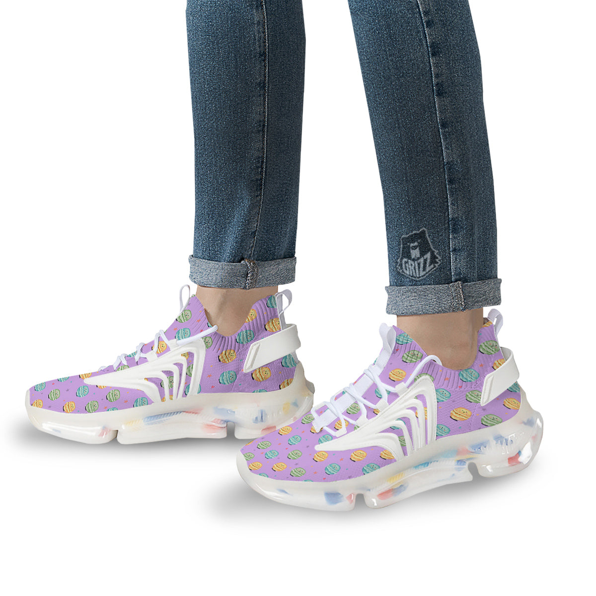 Macarons Cute Print Pattern White Gym Shoes-grizzshop