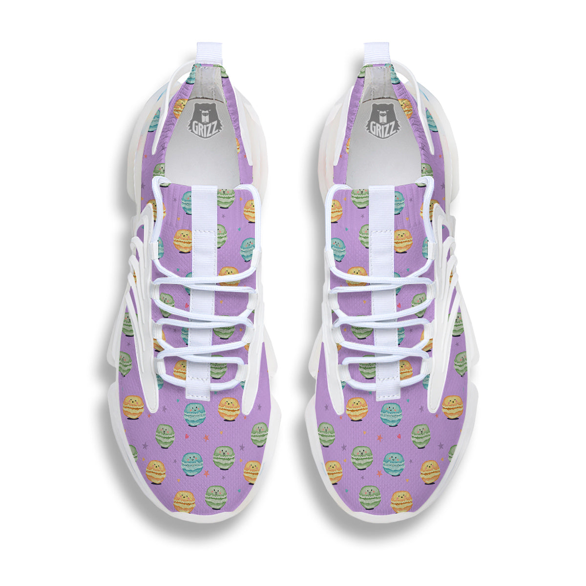 Macarons Cute Print Pattern White Gym Shoes-grizzshop